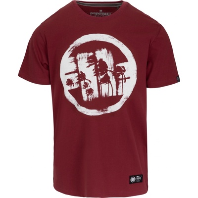 PitBull West Coast pánské triko LOGO PALMS burgundy