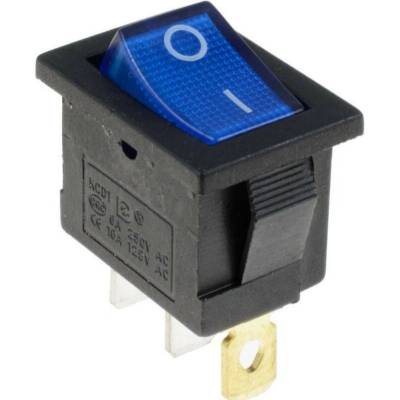 Kolískový vypínač obdĺžnikový s podsvietením, KCD1, 250V/6A Modrá