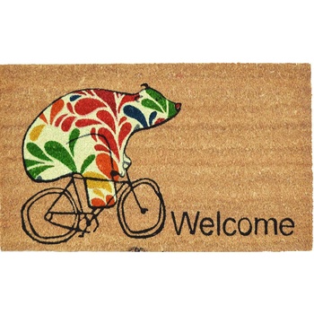 Home Elements WELCOME Medvěd na Kole hnědá 40 x 60 cm