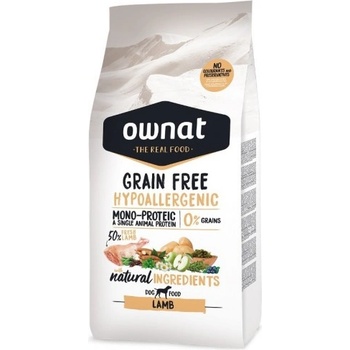 OWNAT grain free hypoallergenic lamb monoprotein - храна за кучета, хипоалергенна формула БЕЗ зърнени култури, само с агнешко месо - 12 кг, Испания - 115112