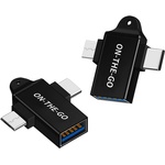 Techsuit - OTG адаптер AluCoreX (A15) - 3в1, USB към Micro-USB + Type-C, Plug and Play, алуминиева сплав - черен