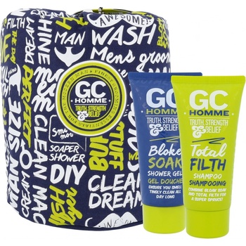 Grace Cole Homme Sport Happy Sack sprchový gel Bloke Soak 100 ml + šampon Total Filth 100 ml + sáček dárková sada