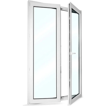 SkladOken.cz balkonové dveře dvoukřídlé se štulpem 128 x 208 cm, bílé, PRAVÉ