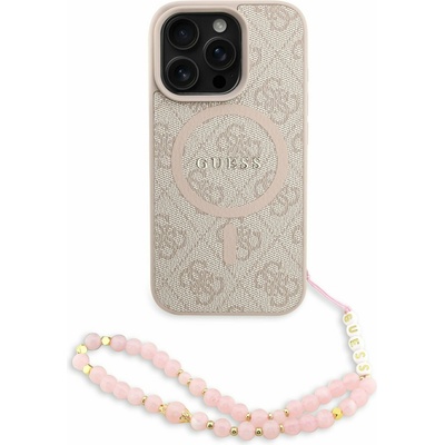 GUESS PU Leather 4G Colored Ring Strap MagSafe Заден калъф за iPhone 16 Pro Pink Guess | Rozov | ЖЕНИ | UNI