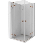 Mexen Lunar Duo душ кабина с отварящи се врати 95 x 95 см, прозрачна, розово злато - 834-095L-095P-60-00 (834-095L-095P-60-00)
