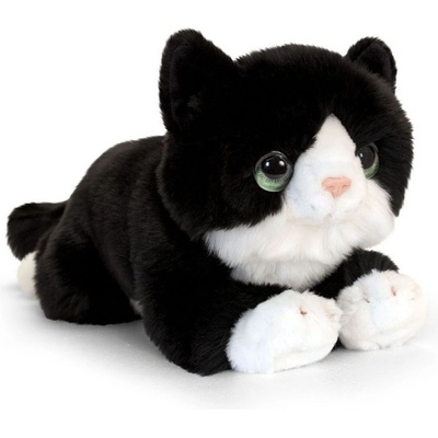 Keel Toys Плюшено легнало коте - Черно и бяло, 25 cm (SC2644 black)