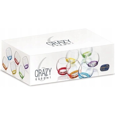 CRAZY Sada Skleničky na vodku a likér BOHEMIA 6 x 60 ml
