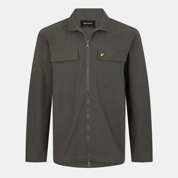 Lyle and Scott Риза с дълъг ръкав Lyle and Scott Men's Cotton Long Sleeve Zip Overshirt - Gunmetal W635