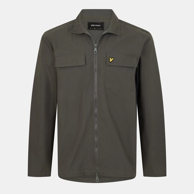Lyle and Scott Риза с дълъг ръкав Lyle and Scott Men's Cotton Long Sleeve Zip Overshirt - Gunmetal W635
