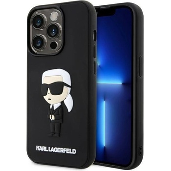 KARL LAGERFELD Кейс Karl Lagerfeld KLHCP14L3DRKINK за iPhone 14 Pro 6.1"", черен / черен, твърд, Rubber Ikonik 3D (KF001600-0)