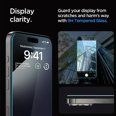 Стъклено защитно покритие за дисплея на iPhone 15 Pro - Spigen Glas. tR EZ Fit Tempered Glass (прозрачен) (AGL06898)