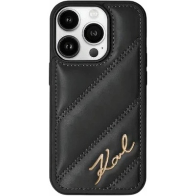 KARL LAGERFELD KLHCP14LPQDSMGK iPhone 14 Pro 6.1" black hardcase Diagonal Quilted Script (KLHCP14LPQDSMGK)