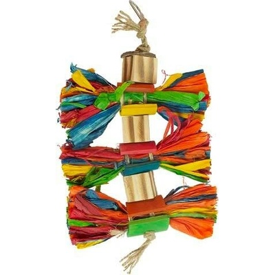Duvo+ Play Time Závesná farebná hračka z kukuričných listov s bambusom a kokosom pre exoty 25,4x15,2x3,5cm