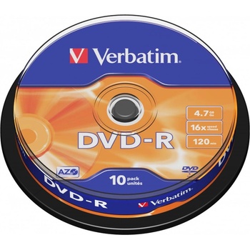 Verbatim Оптичен носител DVD-R 4.7GB, Verbatim 43523, 16x, 10бр (43523 / 6251)