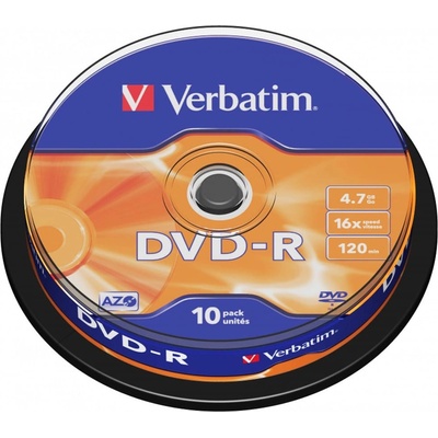 Verbatim Оптичен носител DVD-R 4.7GB, Verbatim 43523, 16x, 10бр (43523 / 6251)