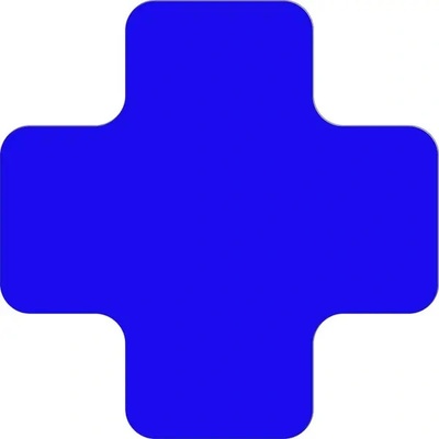 Samolepicí značení umístění palet WT-7110, tvar ''X'' – polykarbonát, modrá, 175×175×75 mm, balení 25 ks