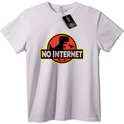 NOONEBRAND Тениска Без Интернет Тиранозавър - S, White