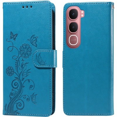 Flowery knížkové pouzdro na Vivo Y21d/Vivo Y31 5G - modré