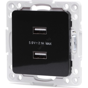 Aigostar - безрамкова захранваща USB розетка 2x USB-A черна (AI2763)