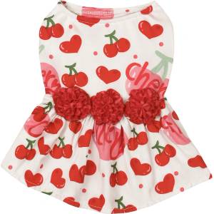  Рокля за куче Cherry Kiss - с 3D цветя
