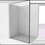 Mexen Kioto+ L душ панел с лавица Walk-in 100 x 200 см, черна рамка, полиран никел - 800-100-123-97-70 (800-100-123-97-70)