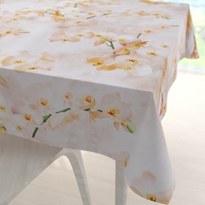 Biante Teflonový čtvercový ubrus TF-045 Orchideje na béžovém 100x100 cm