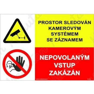 Prostor sledován kamerovým systémem se záznamem, samolepka 420 x 297 x 0,1 mm A3