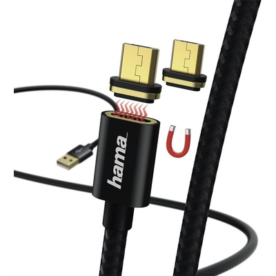 Hama 178373 micro USB Magnetic, A vidlica - micro B vidlica magnetická, 1m