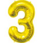 GoDan Foil balloon B&C Number 3, gold, 85 cm