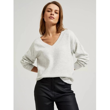 Moodo Дамски пуловер с V-образно деколте Moodo Moodo | Byal | ЖЕНИ | XS