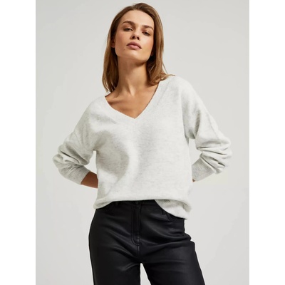Moodo Дамски пуловер с V-образно деколте Moodo Moodo | Byal | ЖЕНИ | XS