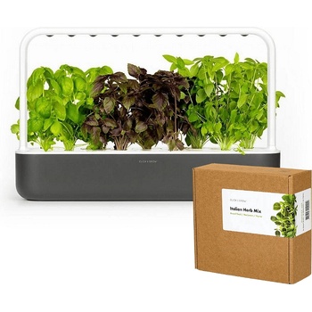 Click & Grow Комплект Click and Grow смарт саксия Smart Garden 9, Сива + семена 9 броя Италиански пица микс (SG9S8UNI_Italian Pizza Mix)