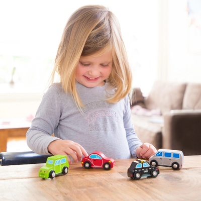 New Classic Toys Sada dřevěných mini autíček 4 ks