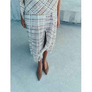 Marks & Spencer Карирана шифонена midi пола А-силует Marks & Spencer кафяво Marks & Spencer | Kafyav | ЖЕНИ | 14 REG
