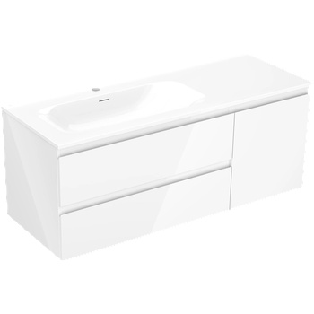 Mexen Orio шкаф за баня 120 см с мивка Vela лява, 2S, 1D, бял гланц - 91A13-12047-3-BBFFF00-W23L00 (91A13-12047-3-BBFFF00-W23L00)