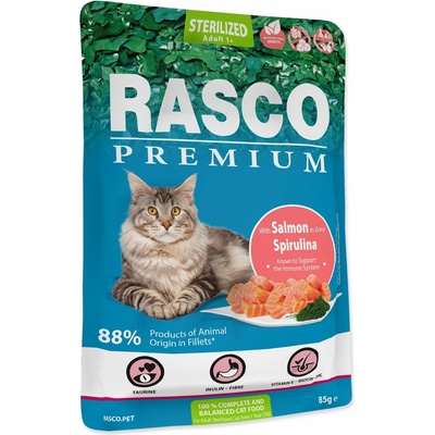 Rasco Premium Sterilized losos so spirulínou 85 g