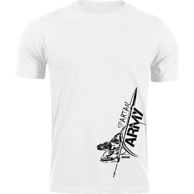 DRAGOWA Тениска с къс ръкав Spartan Army Myles, бяла, 160 г/м2 (7858)