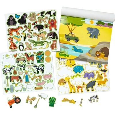 MELISSA & DOUG Sticker pad prostředí zvířata – znovupoužitelné samolepky
