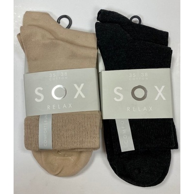 Sox dámske bavlnené ponožky s príjemným lemom 2 páry Čierna