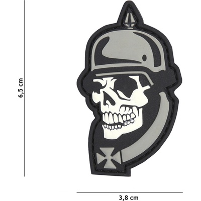 101 Inc. Company Nášivka na suchý zip WW I skull (plast 3D) - grey (101 INC)