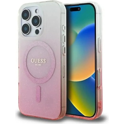 GUESS IML Glitter Gradient MagSafe калъф за iPhone 16 Pro - розов (3666339301576)