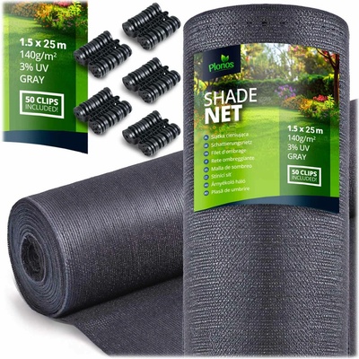 Plonos tieniaca sieť 1,5x25m 140g/m² + 50 svoriek 454210 sivá