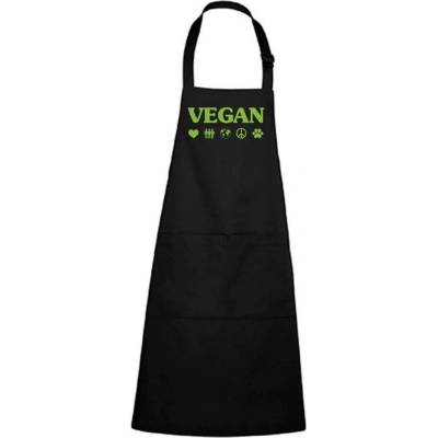 Dobrý Triko Zástěra s potiskem Vegan symboly Černá