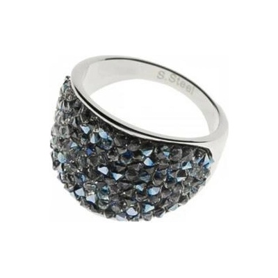 Aktual Ocelový prsten s krystaly Crystals from Swarovski BLUELIZED LV1001 BLU