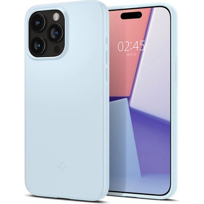 Spigen Thin Fit Case - качествен тънък матиран кейс за iPhone 15 Pro (светлосин)