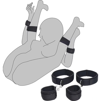 SuperLove Wrist & Thigh BDSM Bondage Cuffs Black