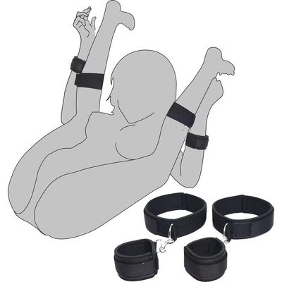 SuperLove Wrist & Thigh BDSM Bondage Cuffs Black