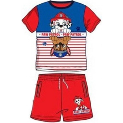 Sun City chlapčenský / detský bavlnený letný set Tlapková patrola / Paw Patrol červený