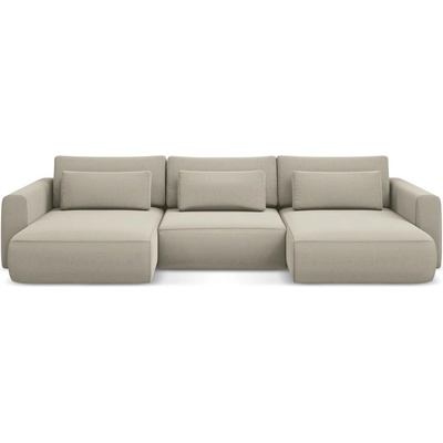 makamii Бежов кадифен разтегателен ъглов диван с място за съхранение (U форма) Kapua - Makamii (KAPUA_UF_3_P1_C6)