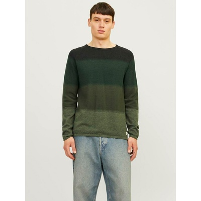 JACK & JONES Зелен мъжки пуловер на райета Jack & Jones JJEHILL Jack & Jones | Zelen | МЪЖЕ | L